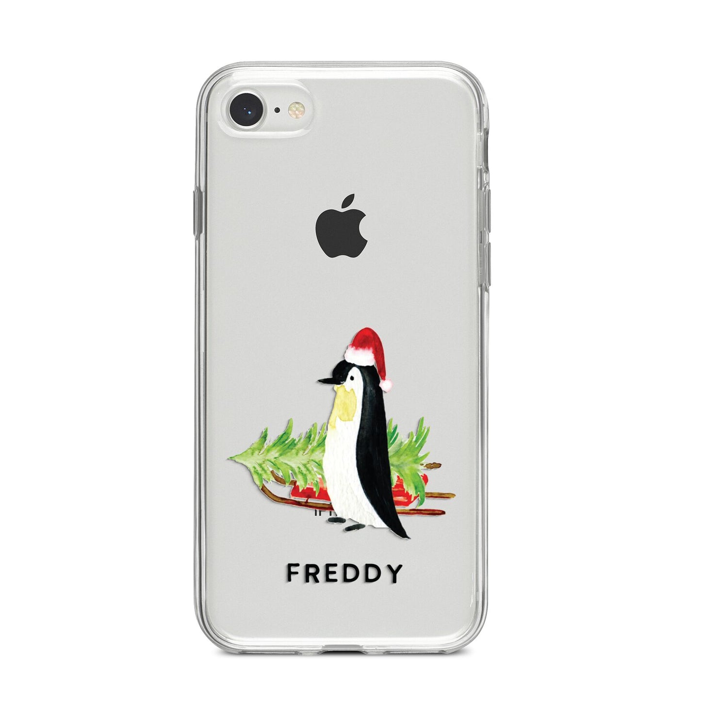 Penguin Personalised iPhone 8 Bumper Case on Silver iPhone