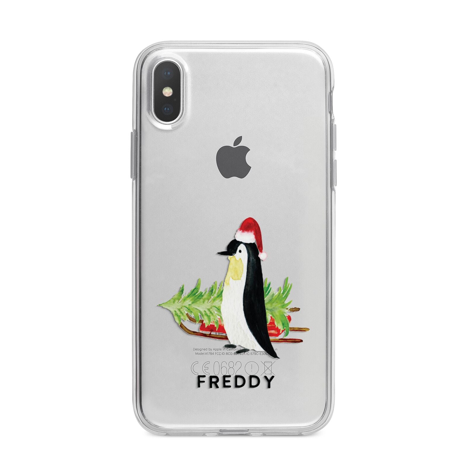 Penguin Personalised iPhone X Bumper Case on Silver iPhone Alternative Image 1