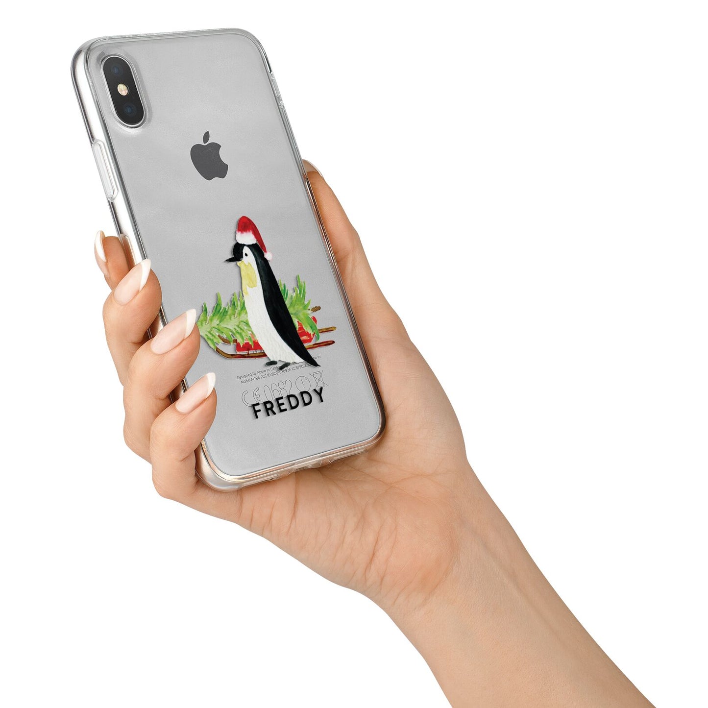 Penguin Personalised iPhone X Bumper Case on Silver iPhone Alternative Image 2