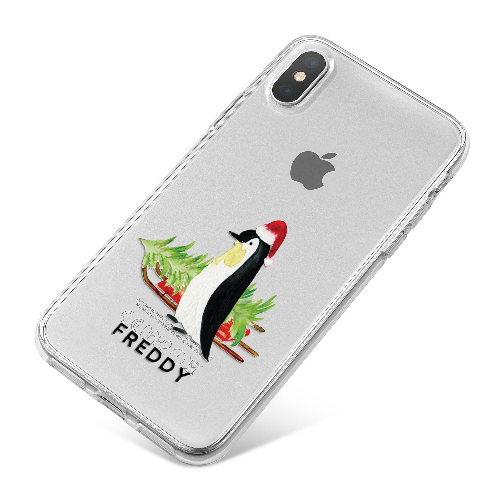 Penguin Personalised iPhone X Bumper Case on Silver iPhone