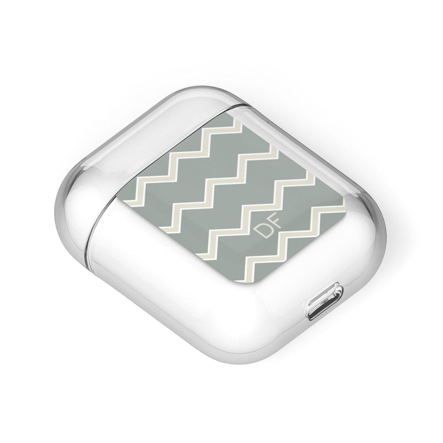 Personalised 2 Tone Chevron AirPods Case Laid Flat