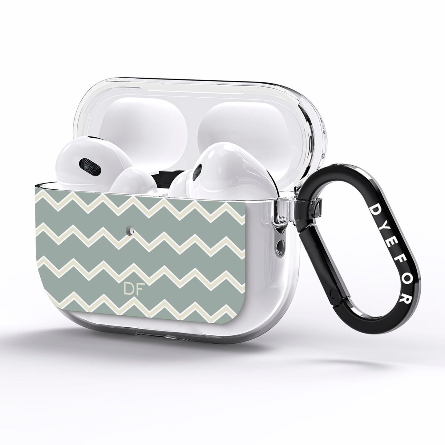 Personalised 2 Tone Chevron AirPods Pro Clear Case Side Image