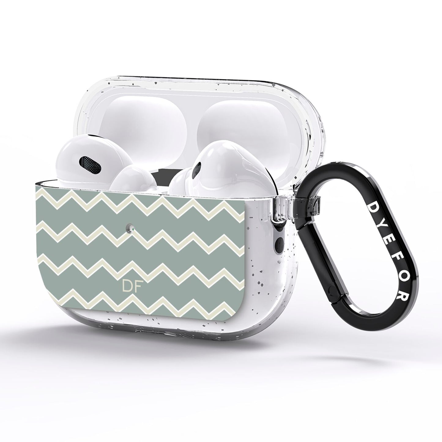 Personalised 2 Tone Chevron AirPods Pro Glitter Case Side Image