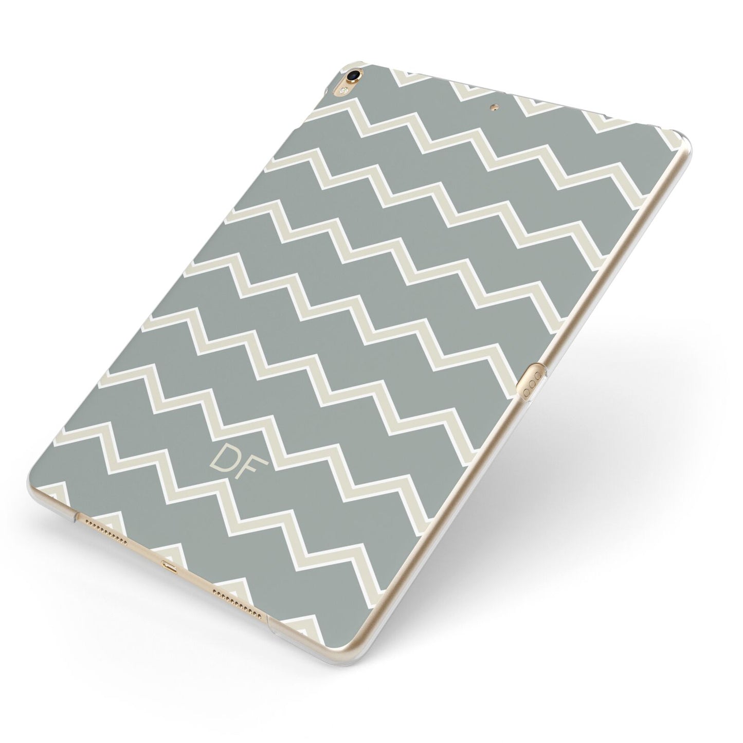 Personalised 2 Tone Chevron Apple iPad Case on Gold iPad Side View