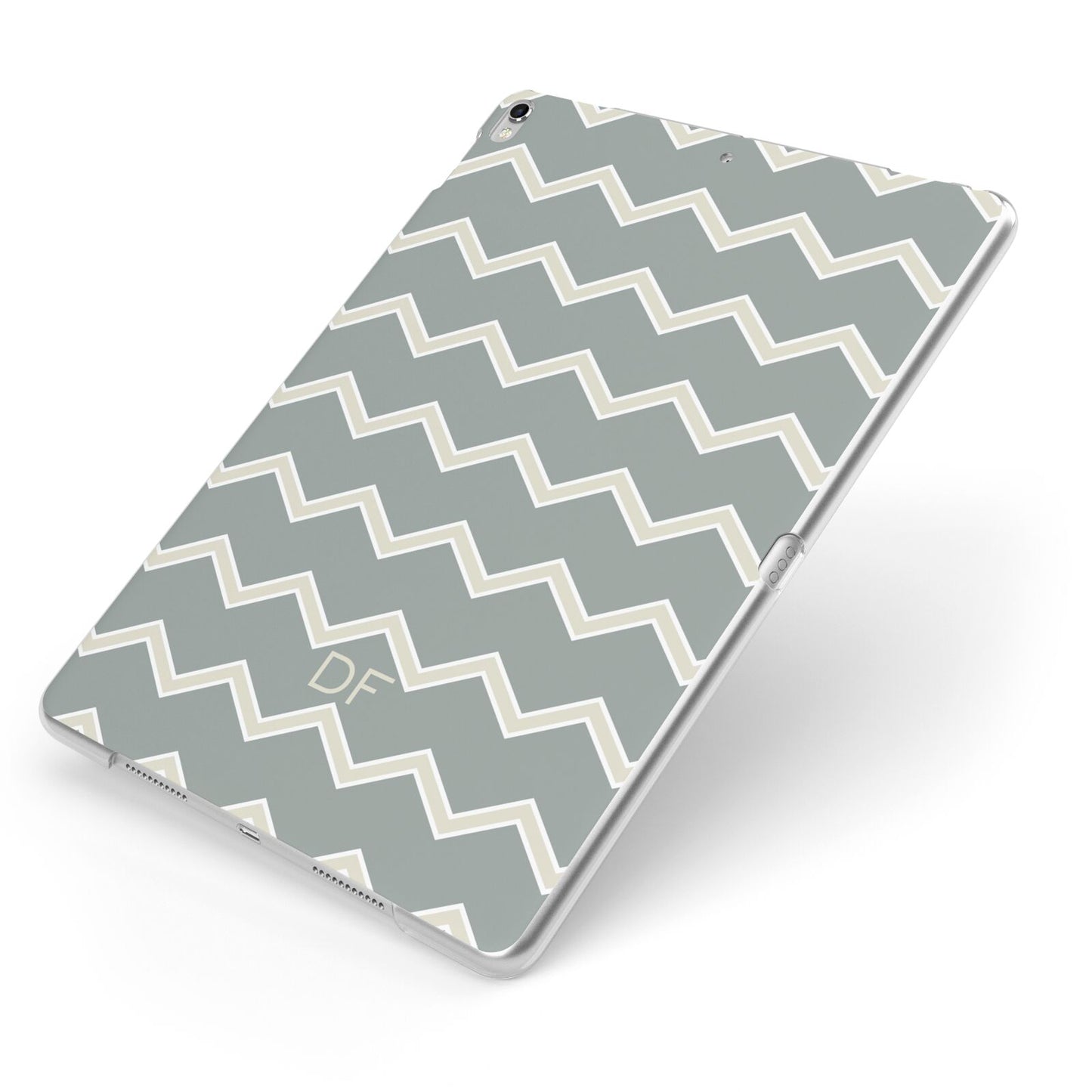 Personalised 2 Tone Chevron Apple iPad Case on Silver iPad Side View