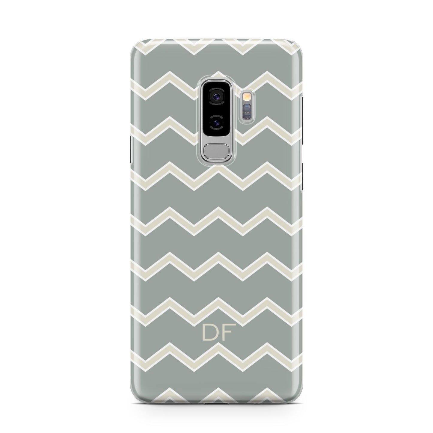 Personalised 2 Tone Chevron Samsung Galaxy S9 Plus Case on Silver phone