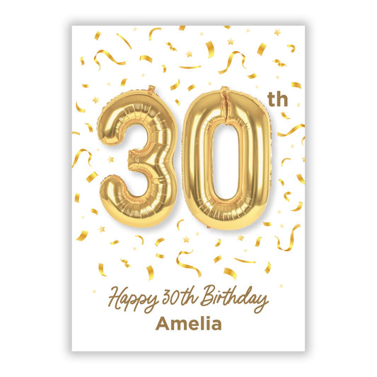 Personalised 30th Birthday A5 Flat Greetings Card