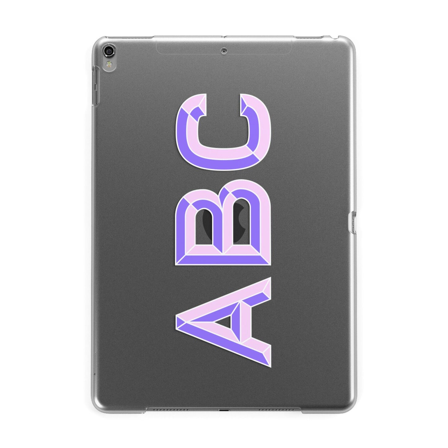 Personalised 3D Initials Monogram Clear Custom Apple iPad Grey Case