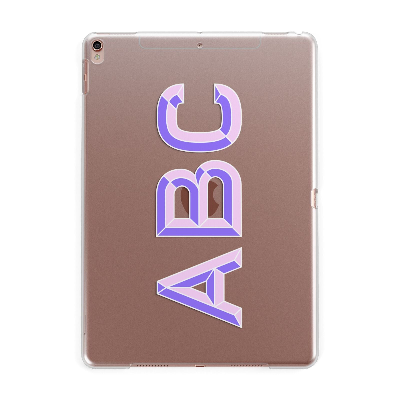 Personalised 3D Initials Monogram Clear Custom Apple iPad Rose Gold Case