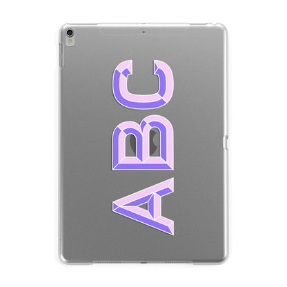 Personalised 3D Initials Monogram Clear Custom Apple iPad Silver Case