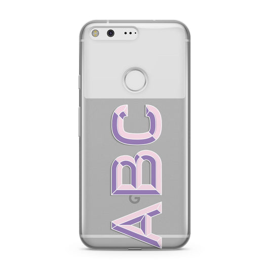 Personalised 3D Initials Monogram Clear Custom Google Pixel Case