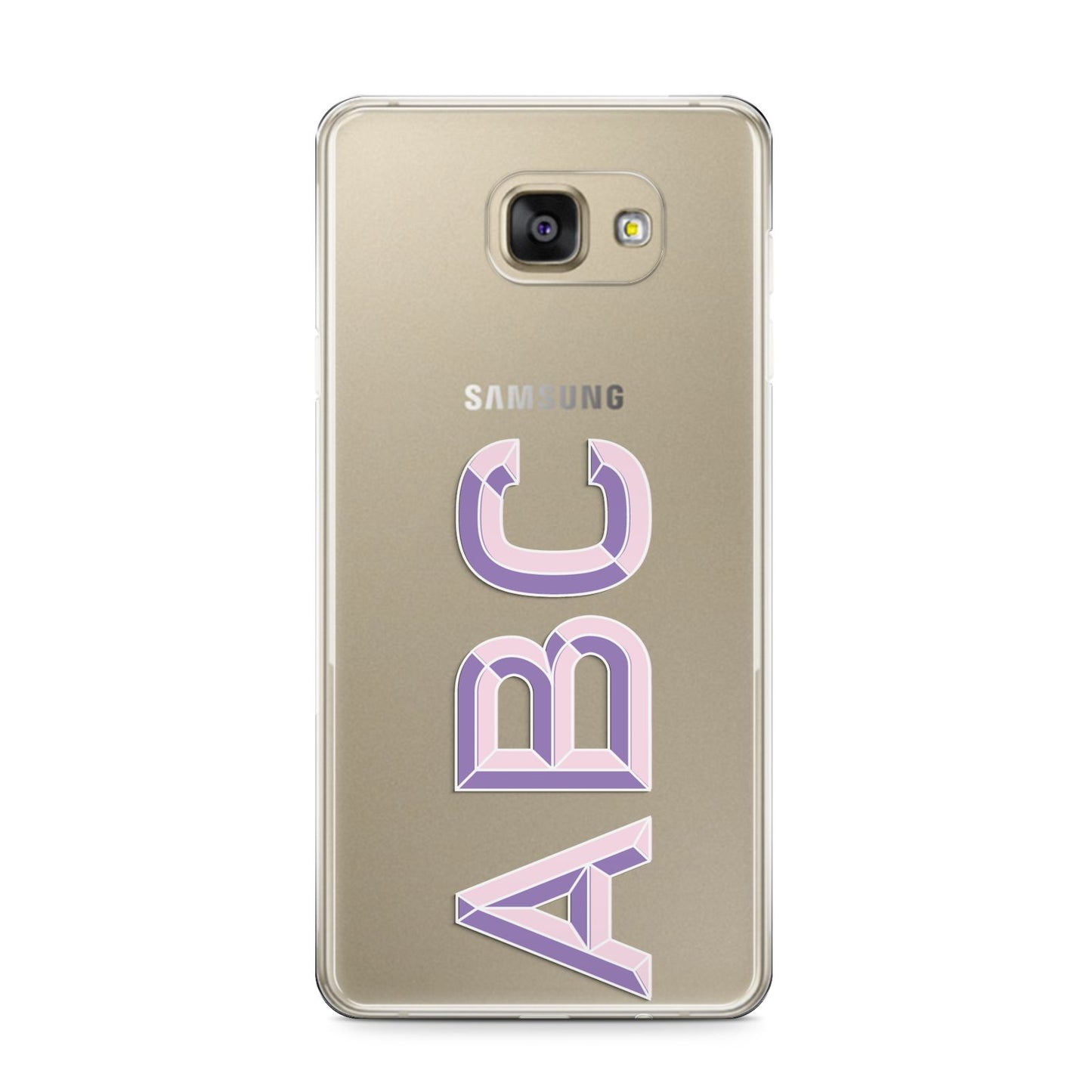 Personalised 3D Initials Monogram Clear Custom Samsung Galaxy A9 2016 Case on gold phone