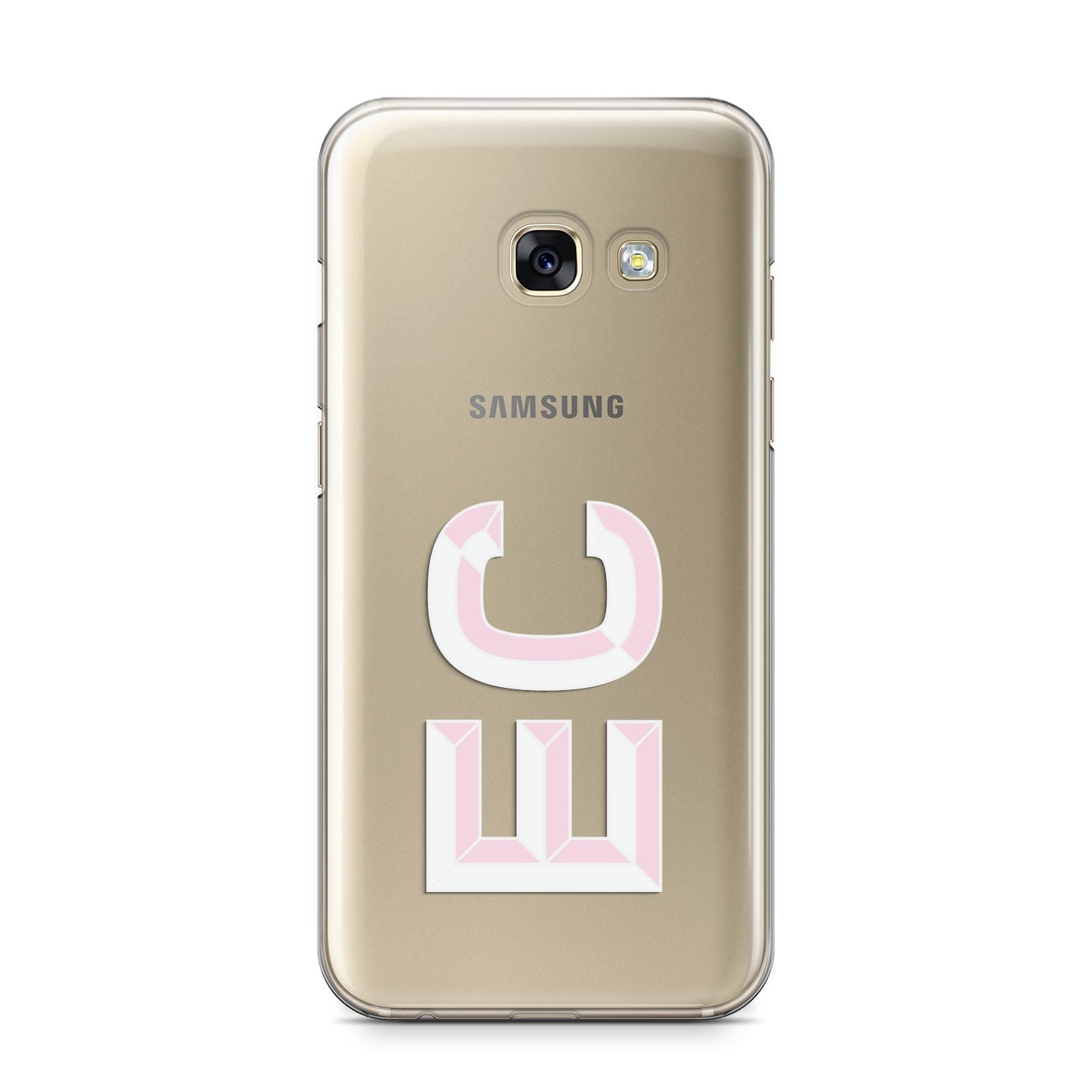 Personalised 3D Side Initials Clear Custom Samsung Galaxy A3 2017 Case on gold phone