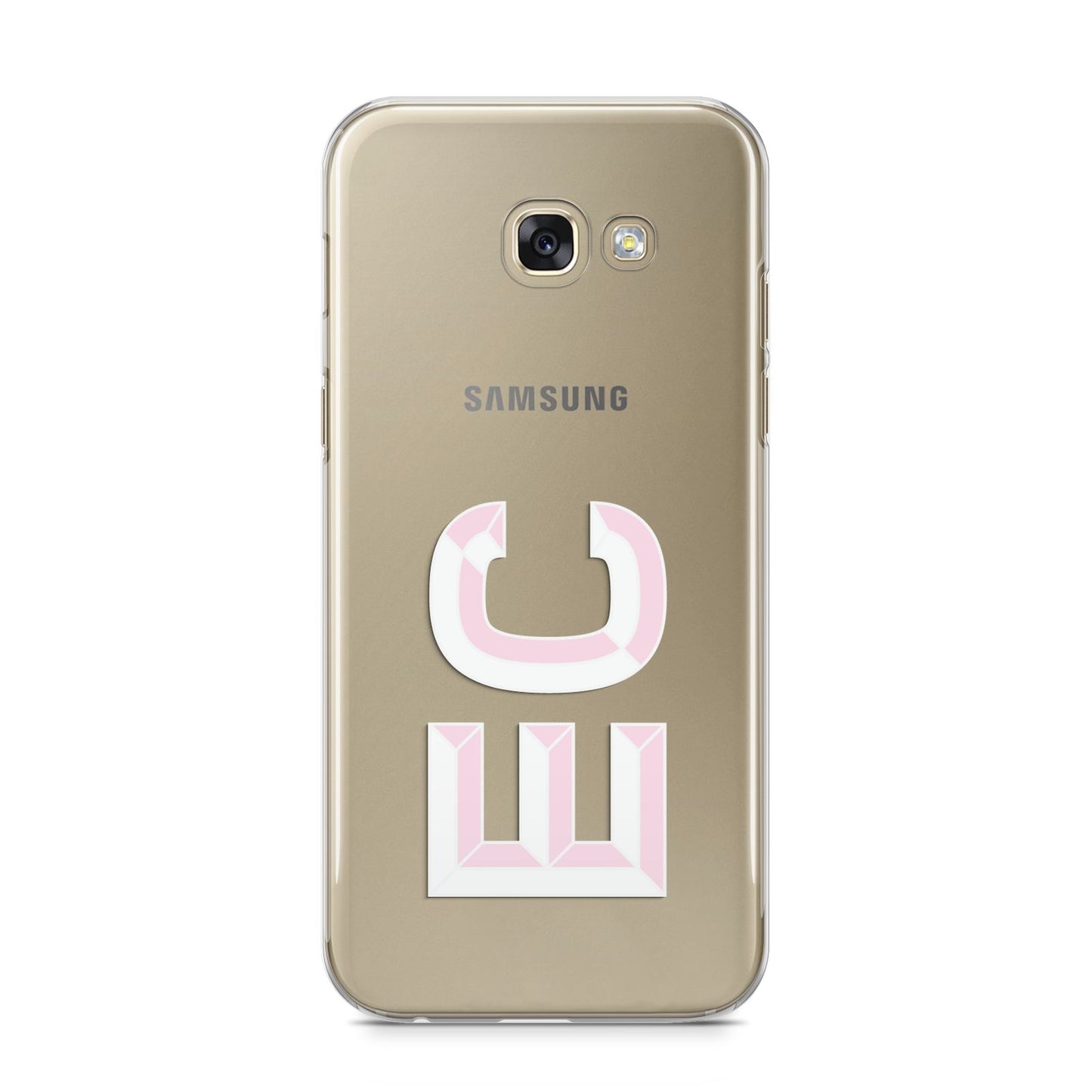 Personalised 3D Side Initials Clear Custom Samsung Galaxy A5 2017 Case on gold phone