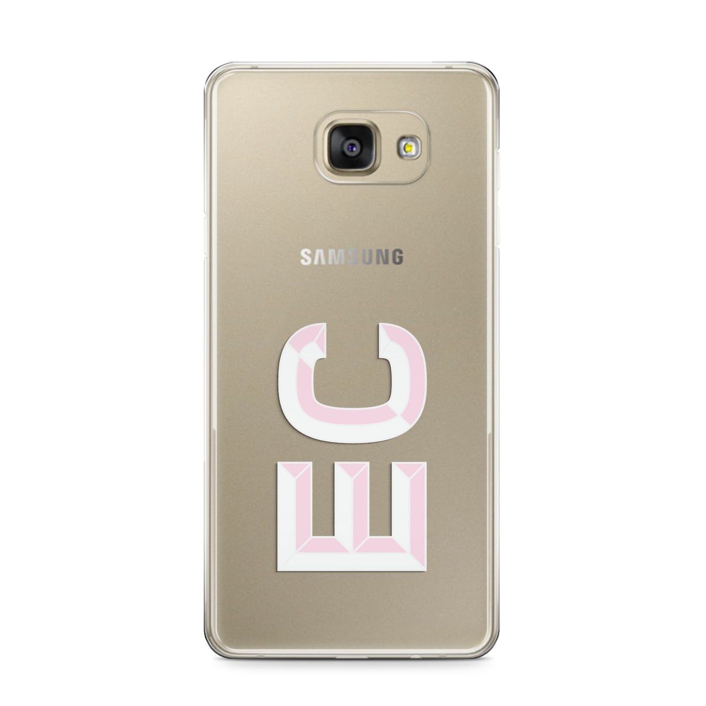 Personalised 3D Side Initials Clear Custom Samsung Galaxy A9 2016 Case on gold phone