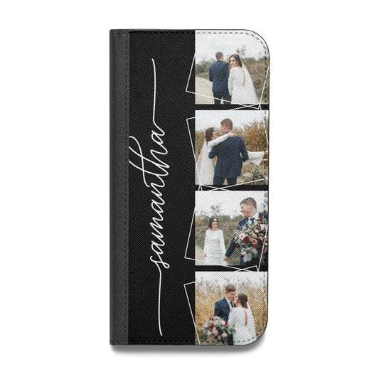 Personalised 4 Photo Couple Name Vegan Leather Flip Samsung Case