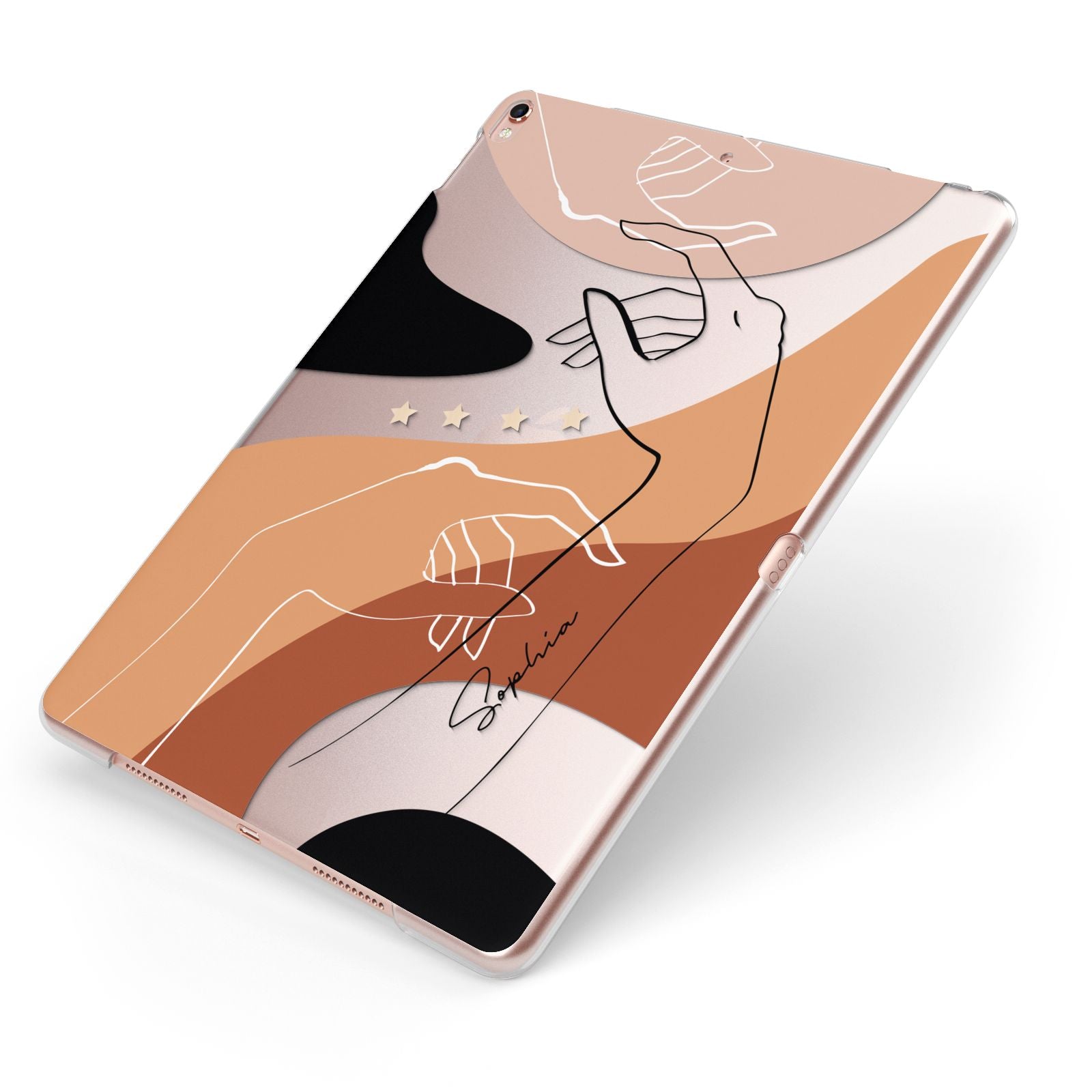 Personalised Abstract Gouache Line Art Apple iPad Case on Rose Gold iPad Side View