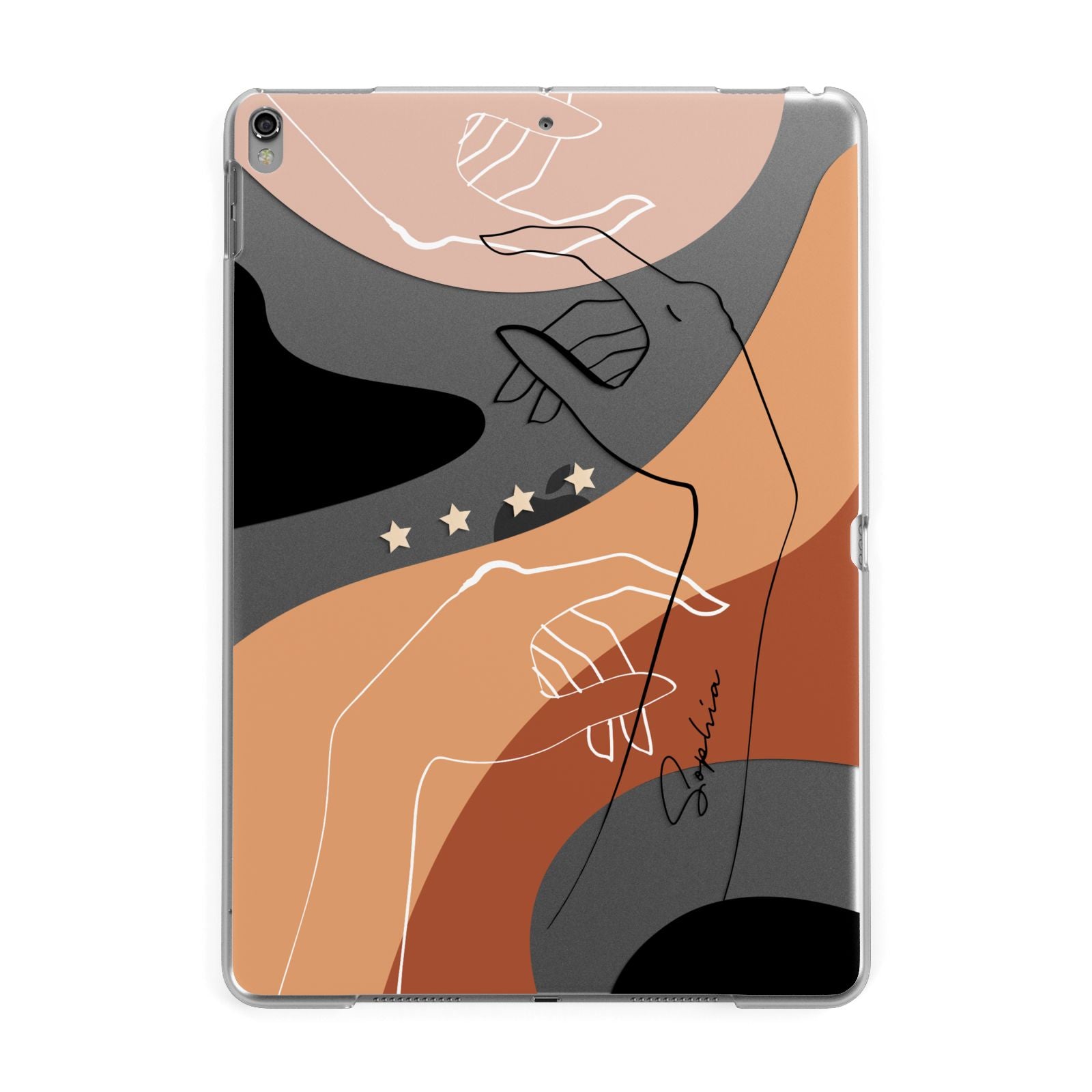 Personalised Abstract Gouache Line Art Apple iPad Grey Case