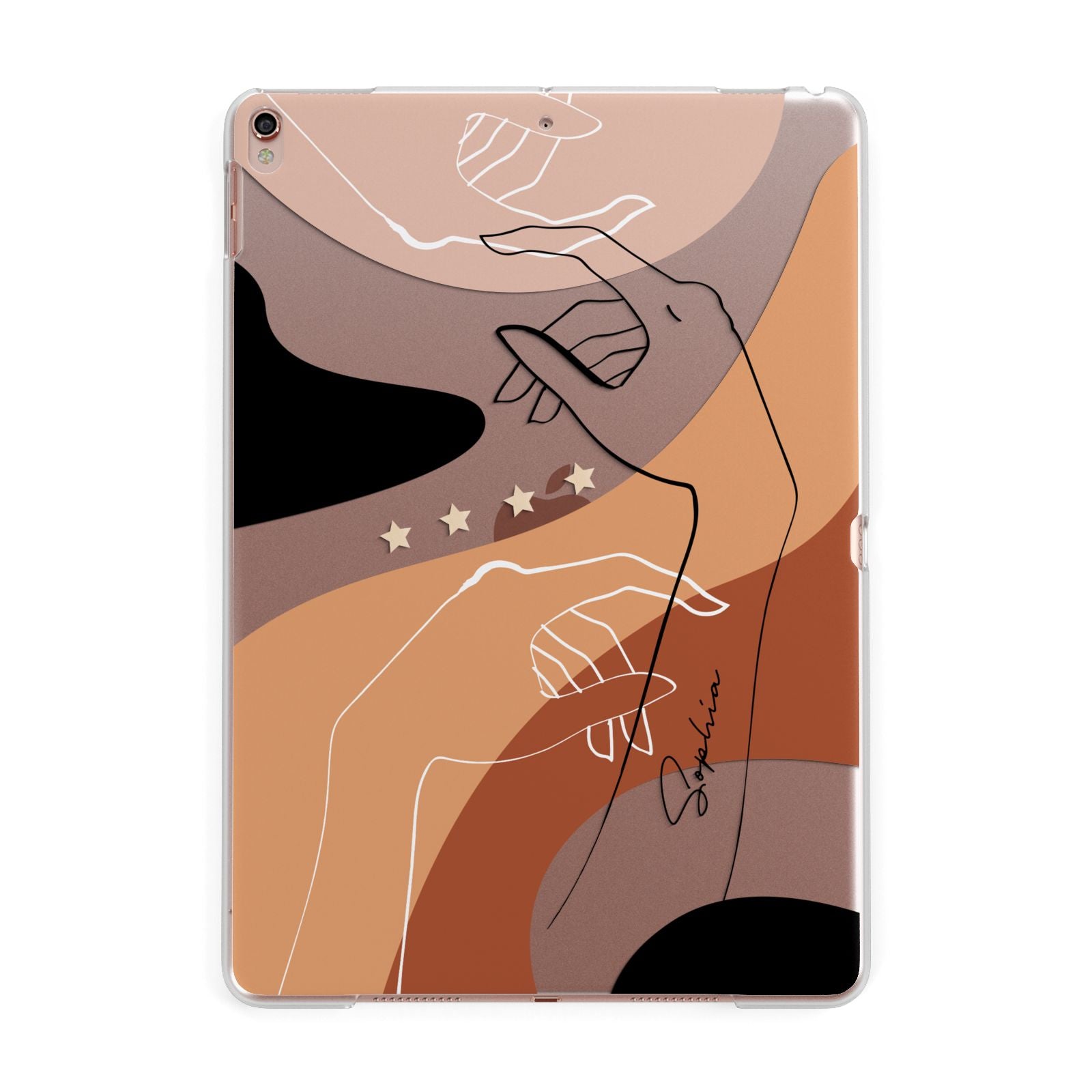 Personalised Abstract Gouache Line Art Apple iPad Rose Gold Case