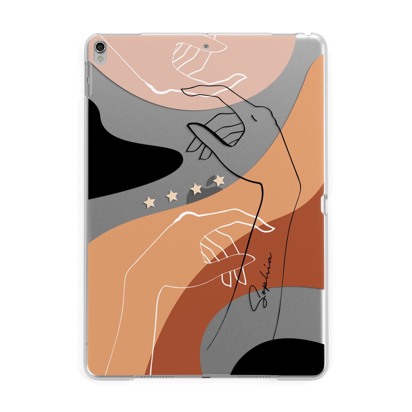 Personalised Abstract Gouache Line Art Apple iPad Silver Case