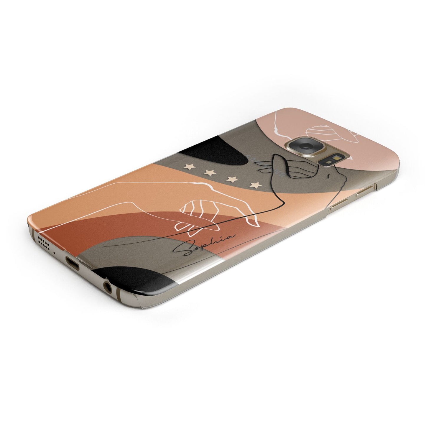 Personalised Abstract Gouache Line Art Protective Samsung Galaxy Case Angled Image