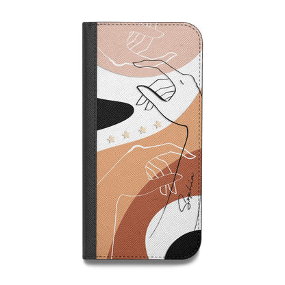 Personalised Abstract Gouache Line Art Vegan Leather Flip iPhone Case