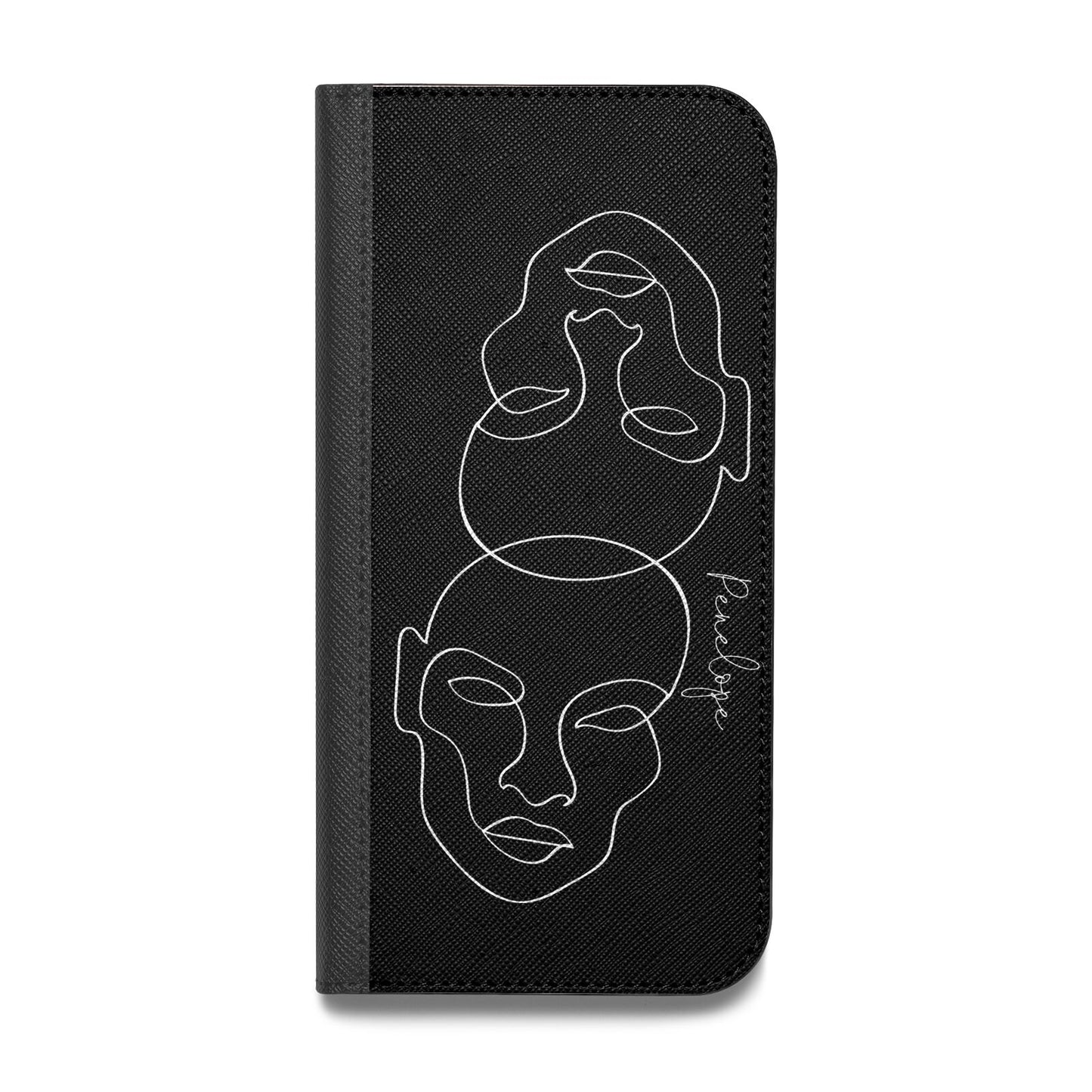 Personalised Abstract Line Art Vegan Leather Flip iPhone Case