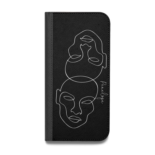 Personalised Abstract Line Art Vegan Leather Flip iPhone Case