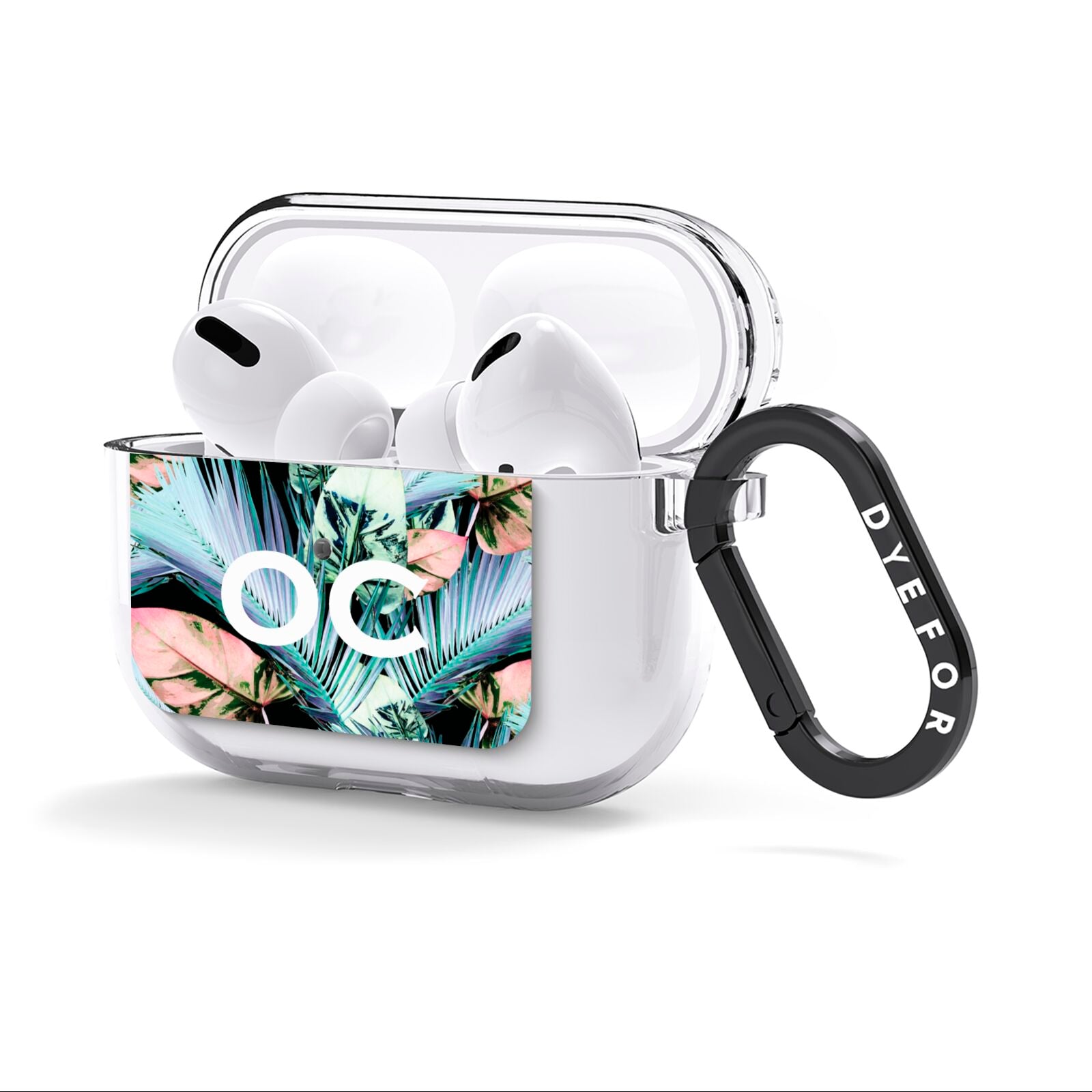 Personalised Abstract Tropical Leaves AirPods Clear Case 3rd Gen Side Image