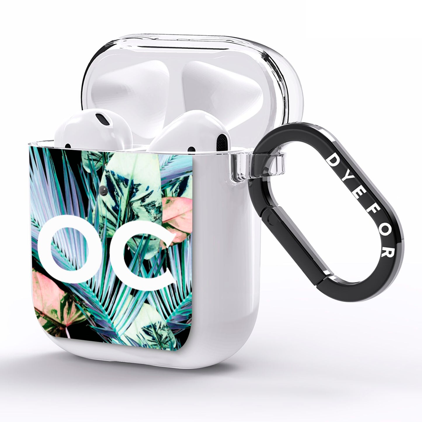 Personalised Abstract Tropical Leaves AirPods Clear Case Side Image