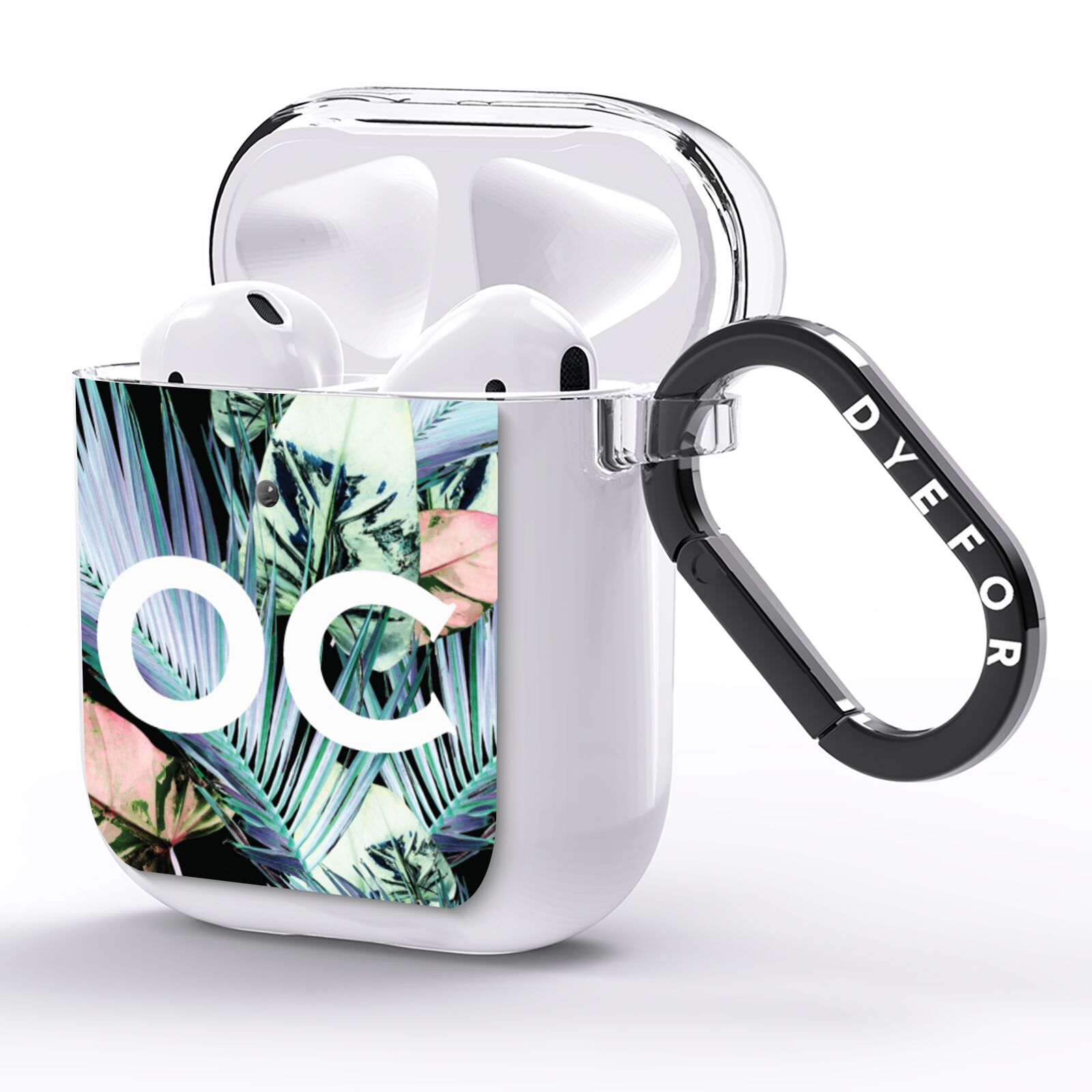 Personalised Abstract Tropical Leaves AirPods Clear Case Side Image