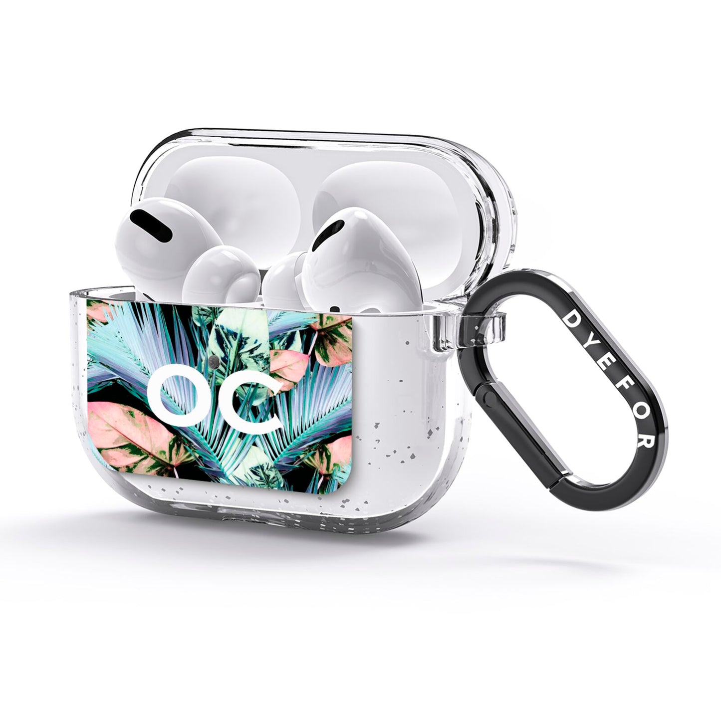 Personalised Abstract Tropical Leaves AirPods Glitter Case 3rd Gen Side Image