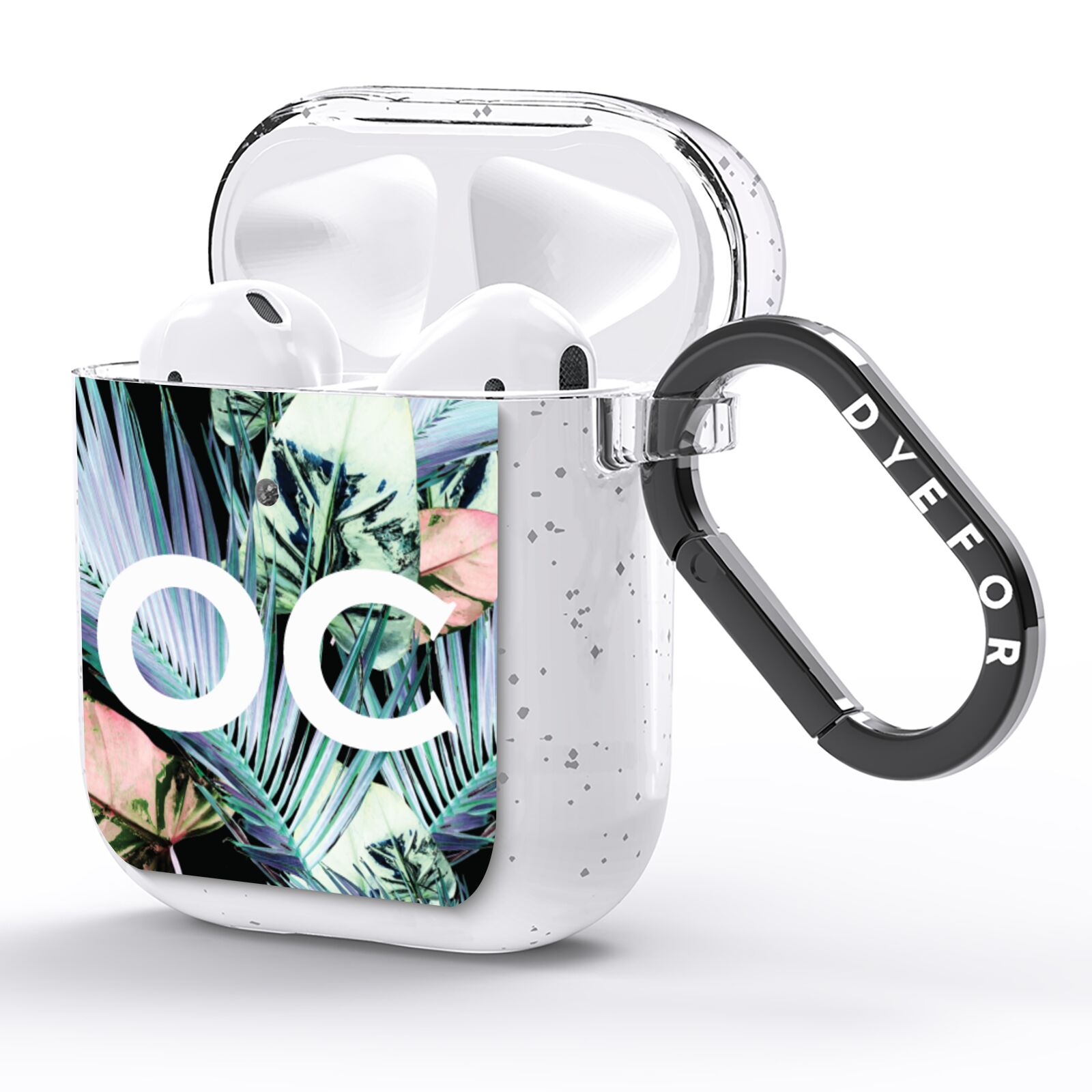 Personalised Abstract Tropical Leaves AirPods Glitter Case Side Image