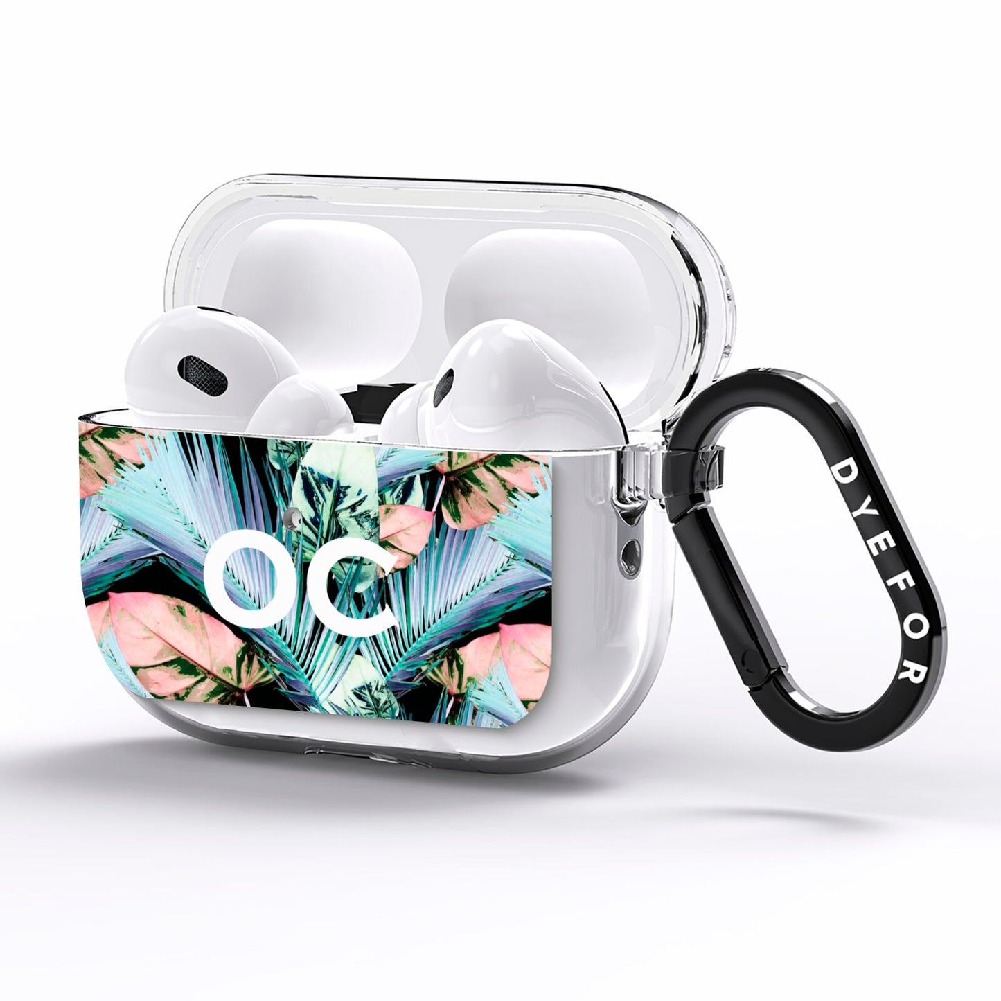 Personalised Abstract Tropical Leaves AirPods Pro Clear Case Side Image