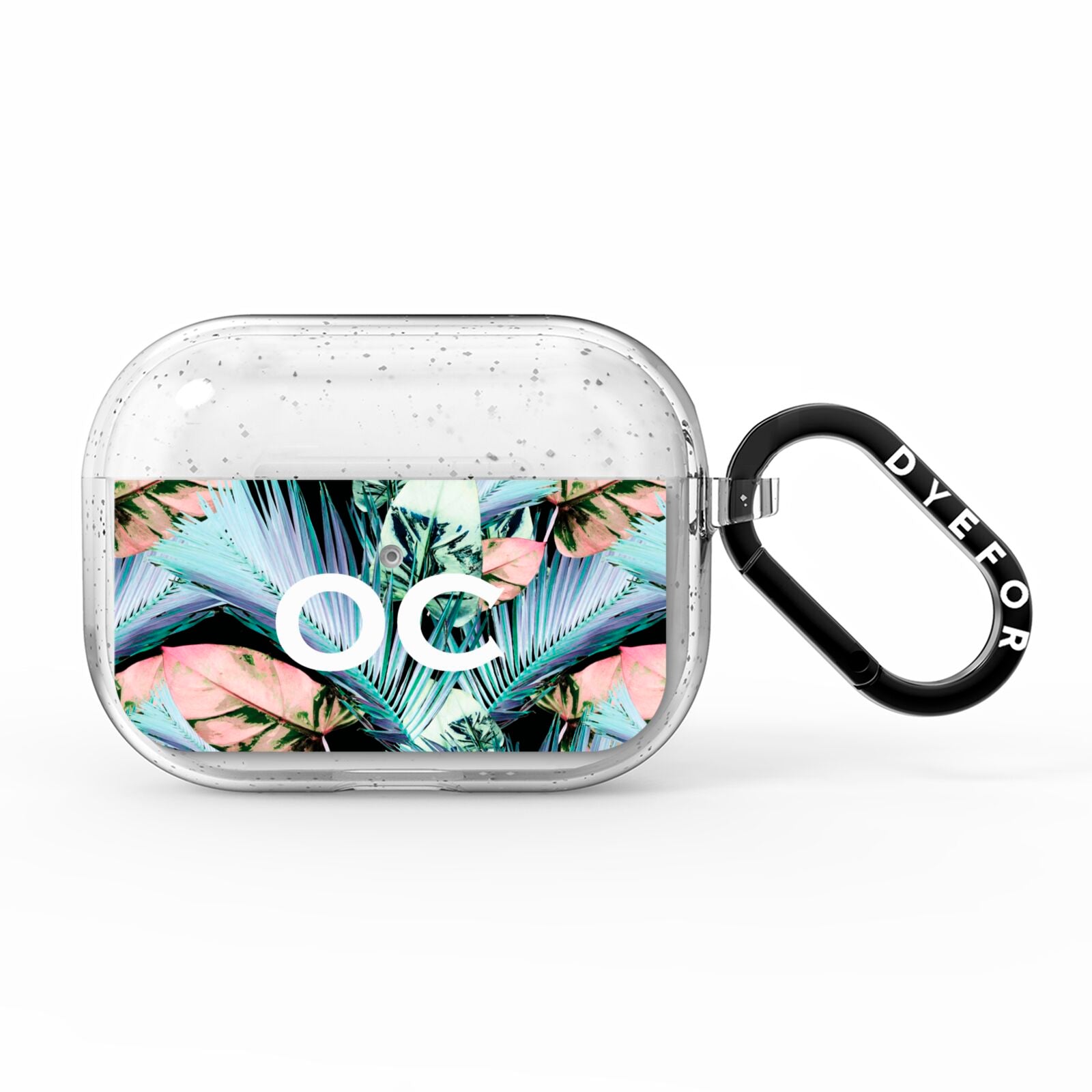 Personalised Abstract Tropical Leaves AirPods Pro Glitter Case