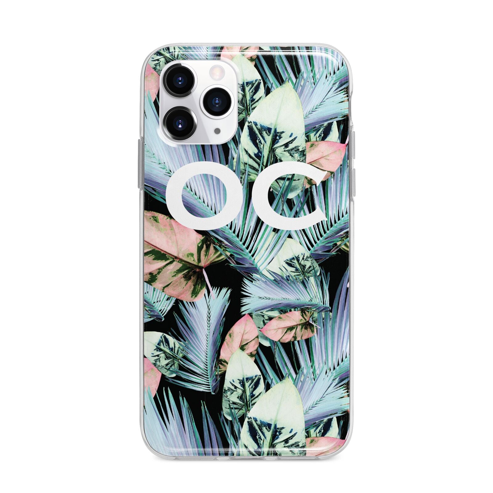 Personalised Abstract Tropical Leaves Apple iPhone 11 Pro Max in Silver with Bumper Case