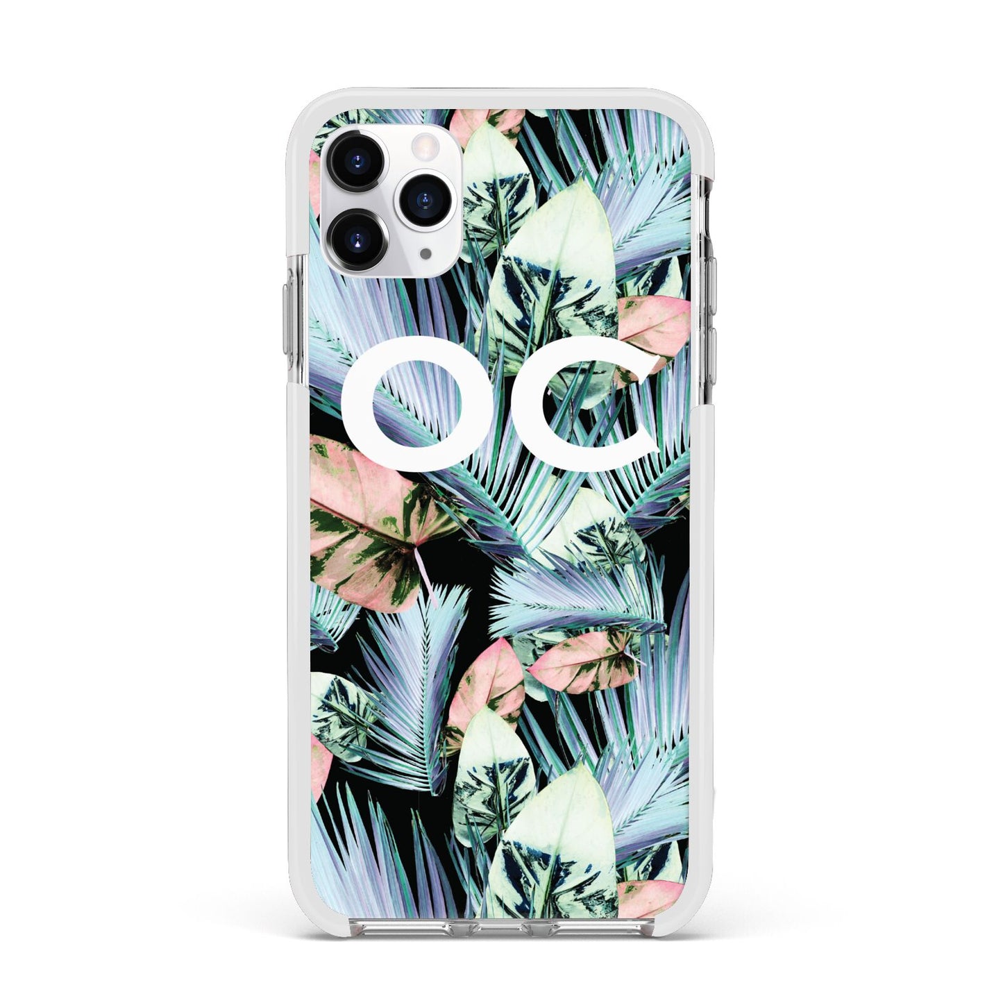 Personalised Abstract Tropical Leaves Apple iPhone 11 Pro Max in Silver with White Impact Case