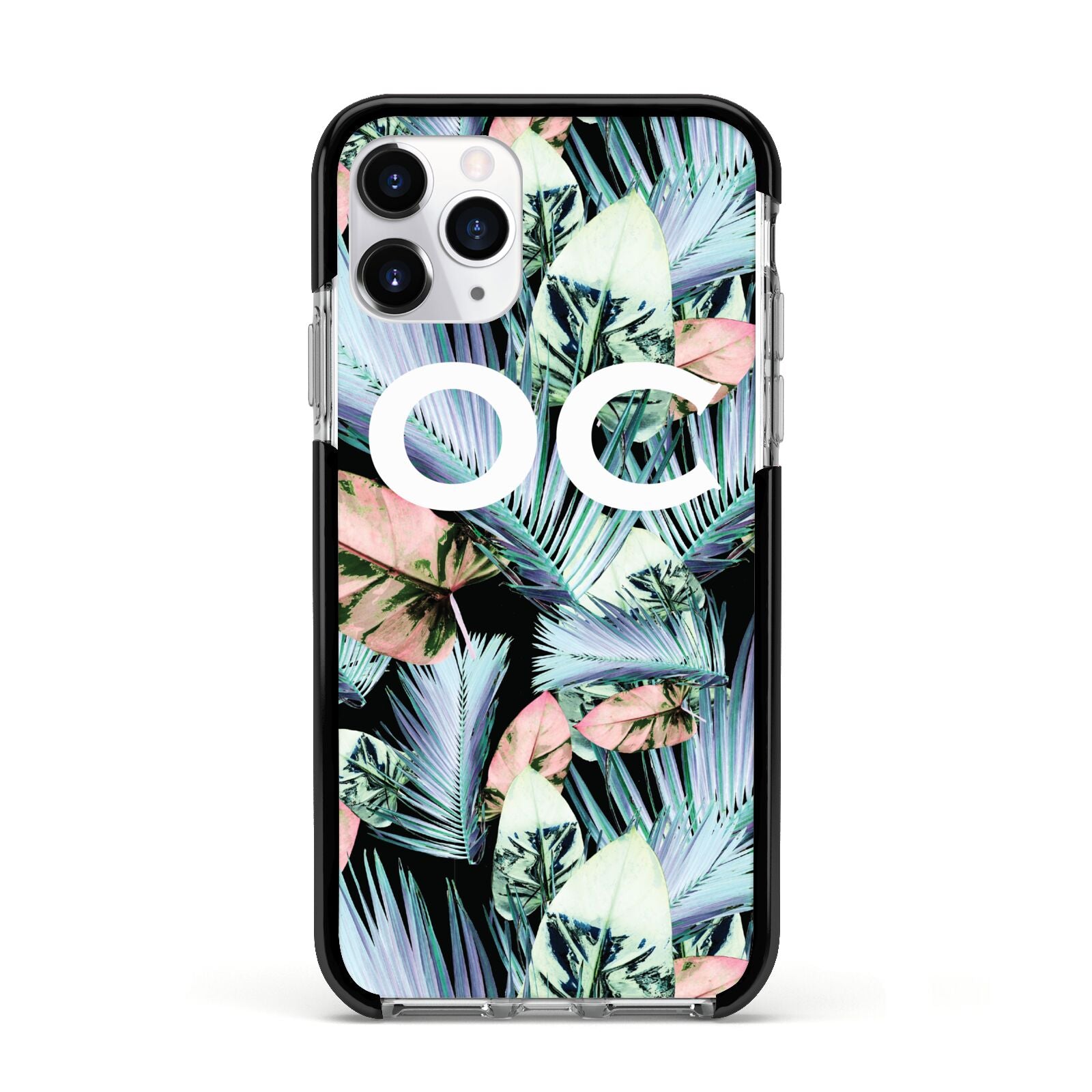 Personalised Abstract Tropical Leaves Apple iPhone 11 Pro in Silver with Black Impact Case