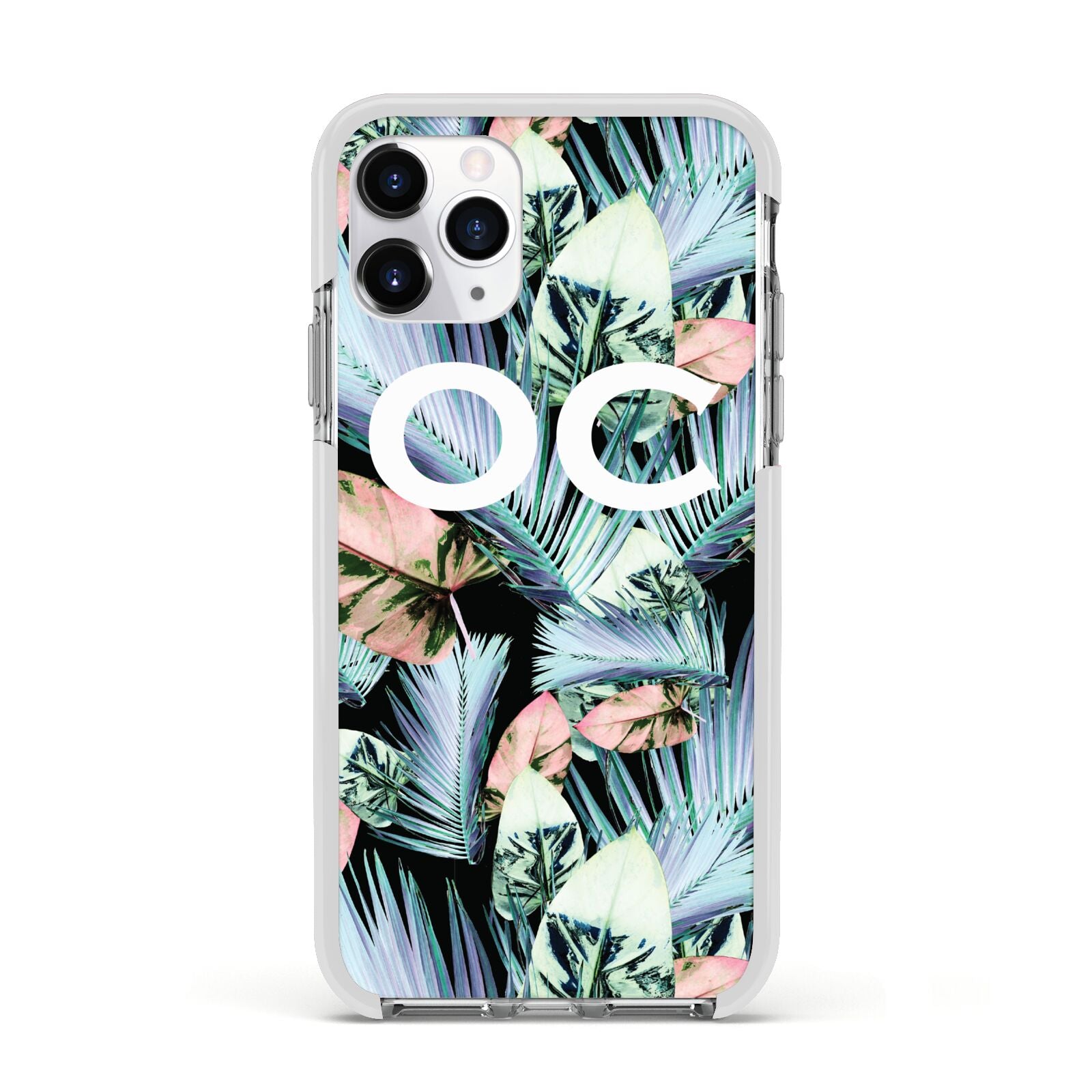 Personalised Abstract Tropical Leaves Apple iPhone 11 Pro in Silver with White Impact Case