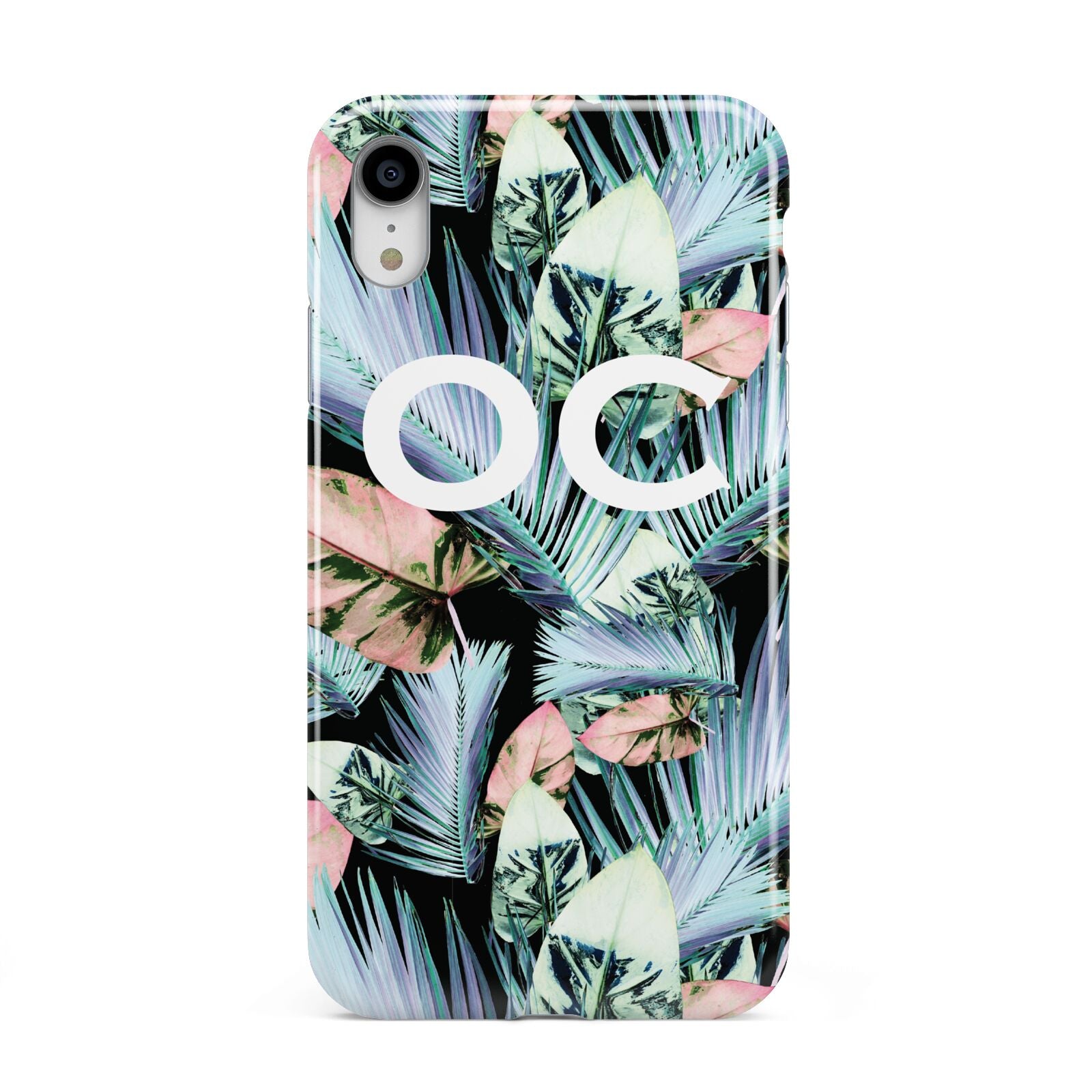 Personalised Abstract Tropical Leaves Apple iPhone XR White 3D Tough Case