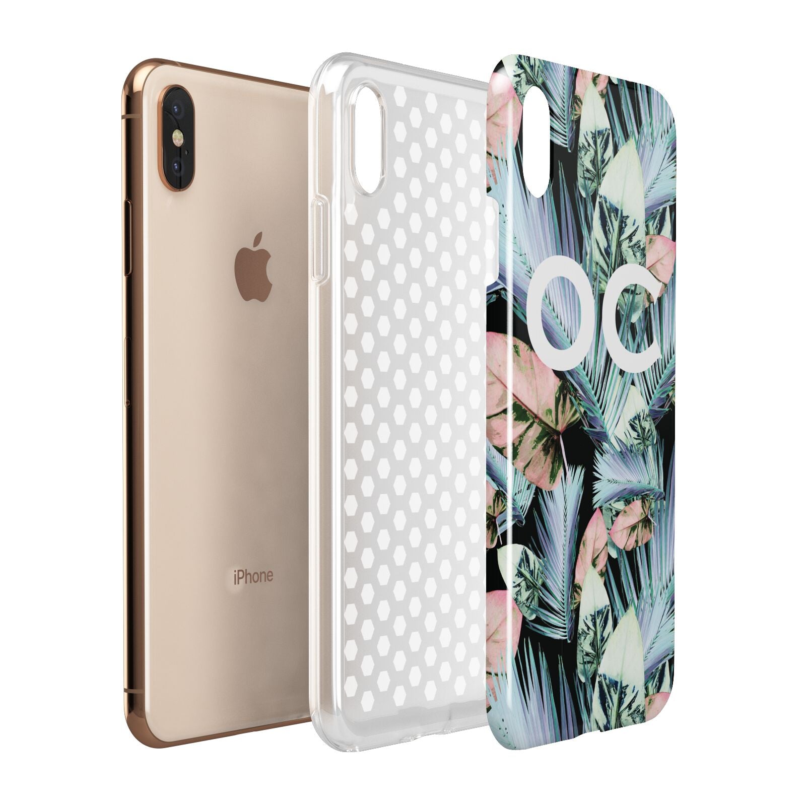 Personalised Abstract Tropical Leaves Apple iPhone Xs Max 3D Tough Case Expanded View