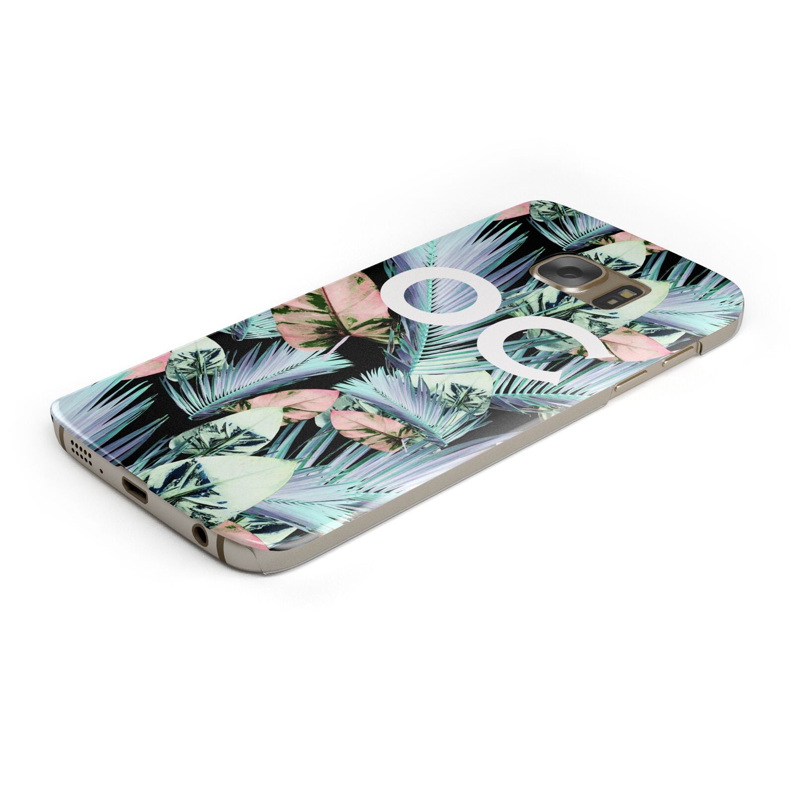 Personalised Abstract Tropical Leaves Protective Samsung Galaxy Case Angled Image