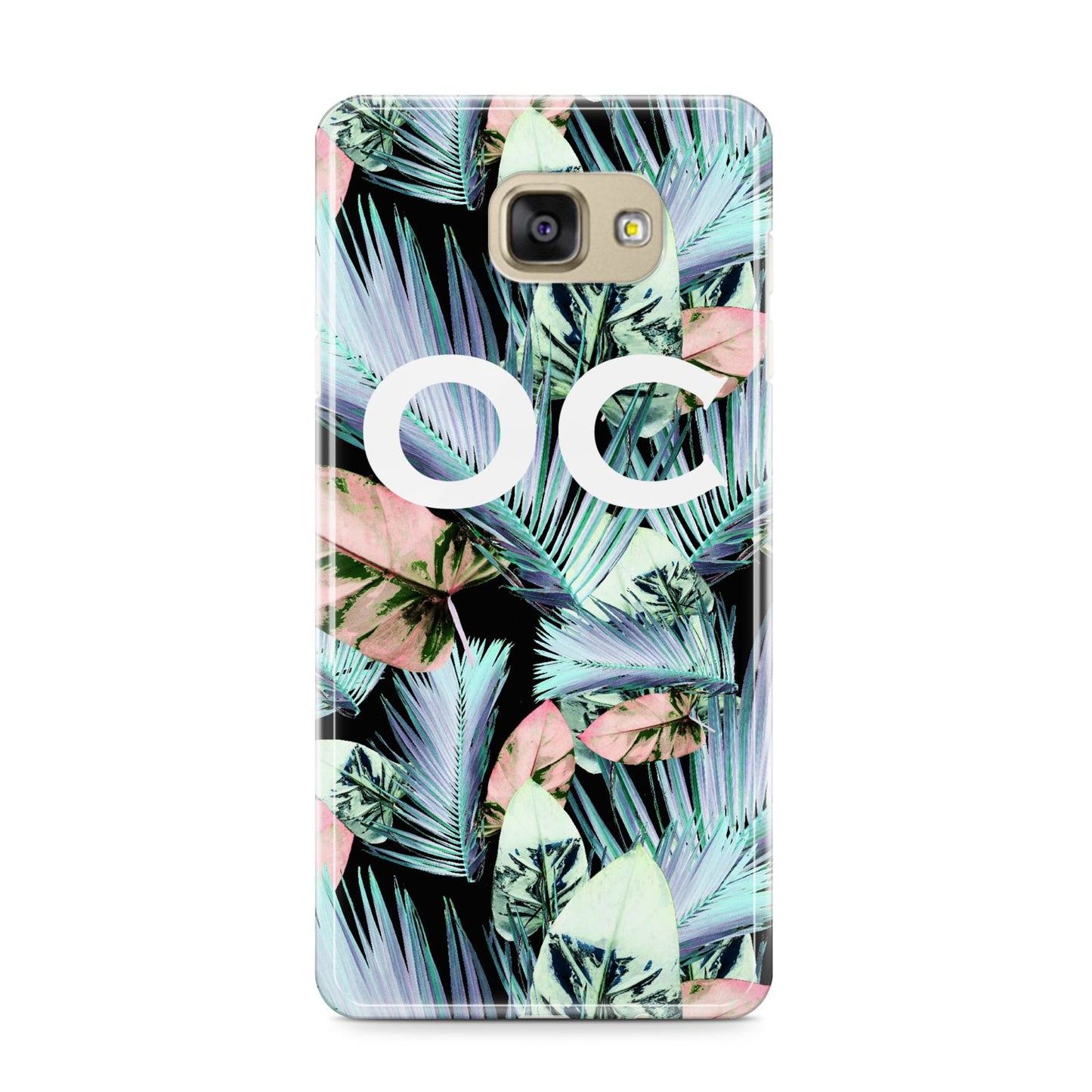 Personalised Abstract Tropical Leaves Samsung Galaxy A9 2016 Case on gold phone