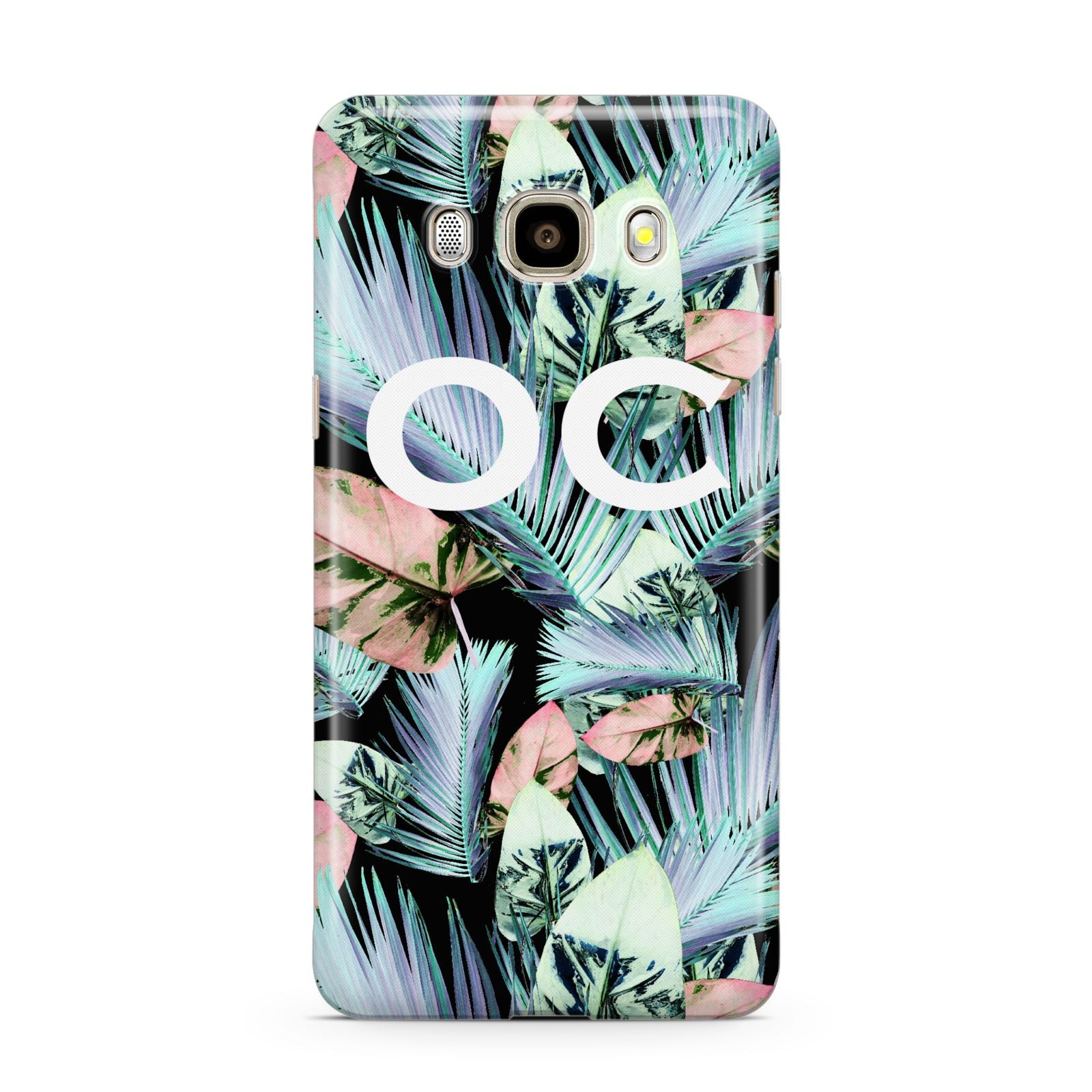 Personalised Abstract Tropical Leaves Samsung Galaxy J7 2016 Case on gold phone