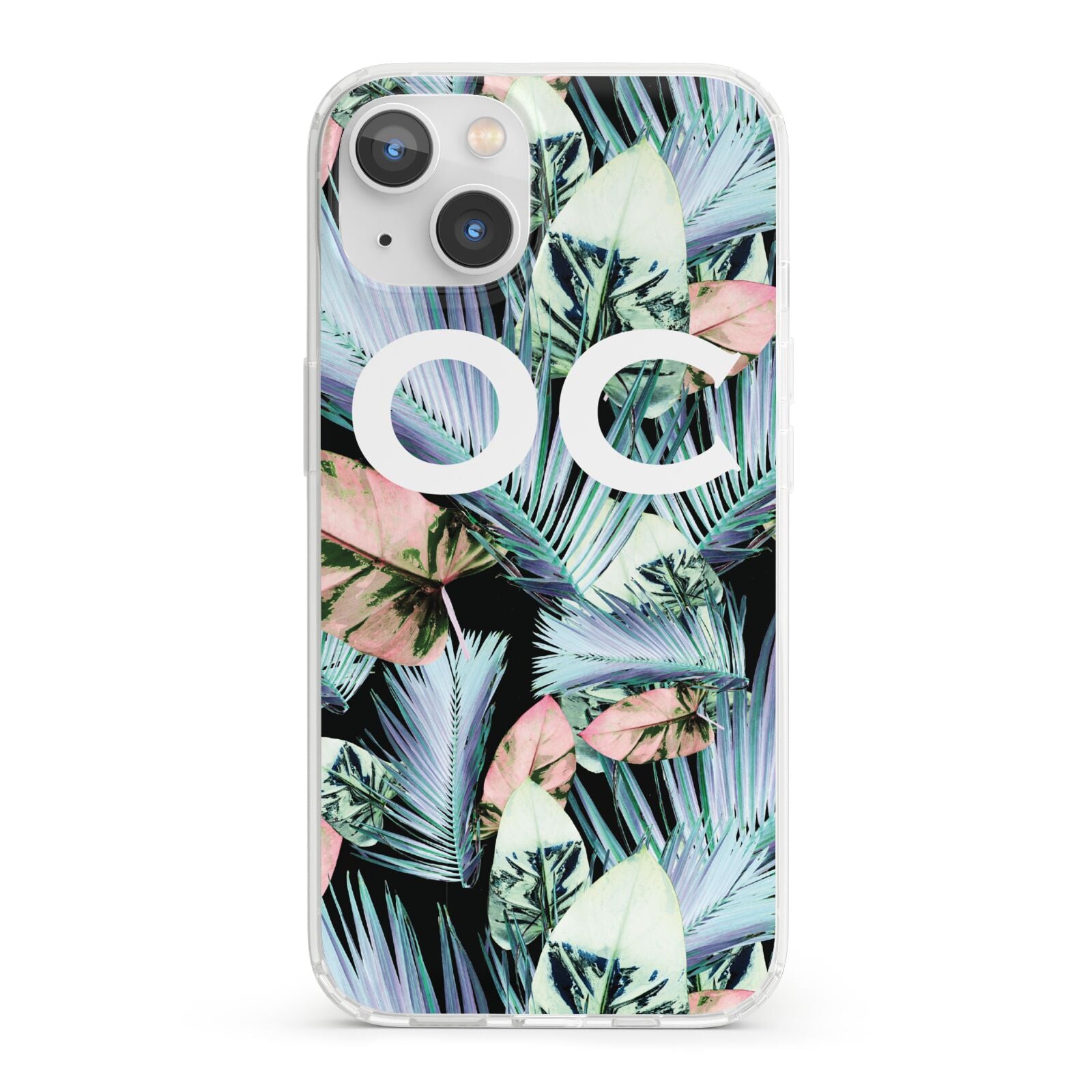 Personalised Abstract Tropical Leaves iPhone 13 Clear Bumper Case