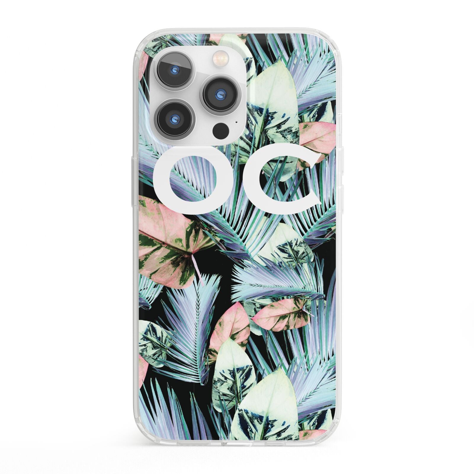 Personalised Abstract Tropical Leaves iPhone 13 Pro Clear Bumper Case