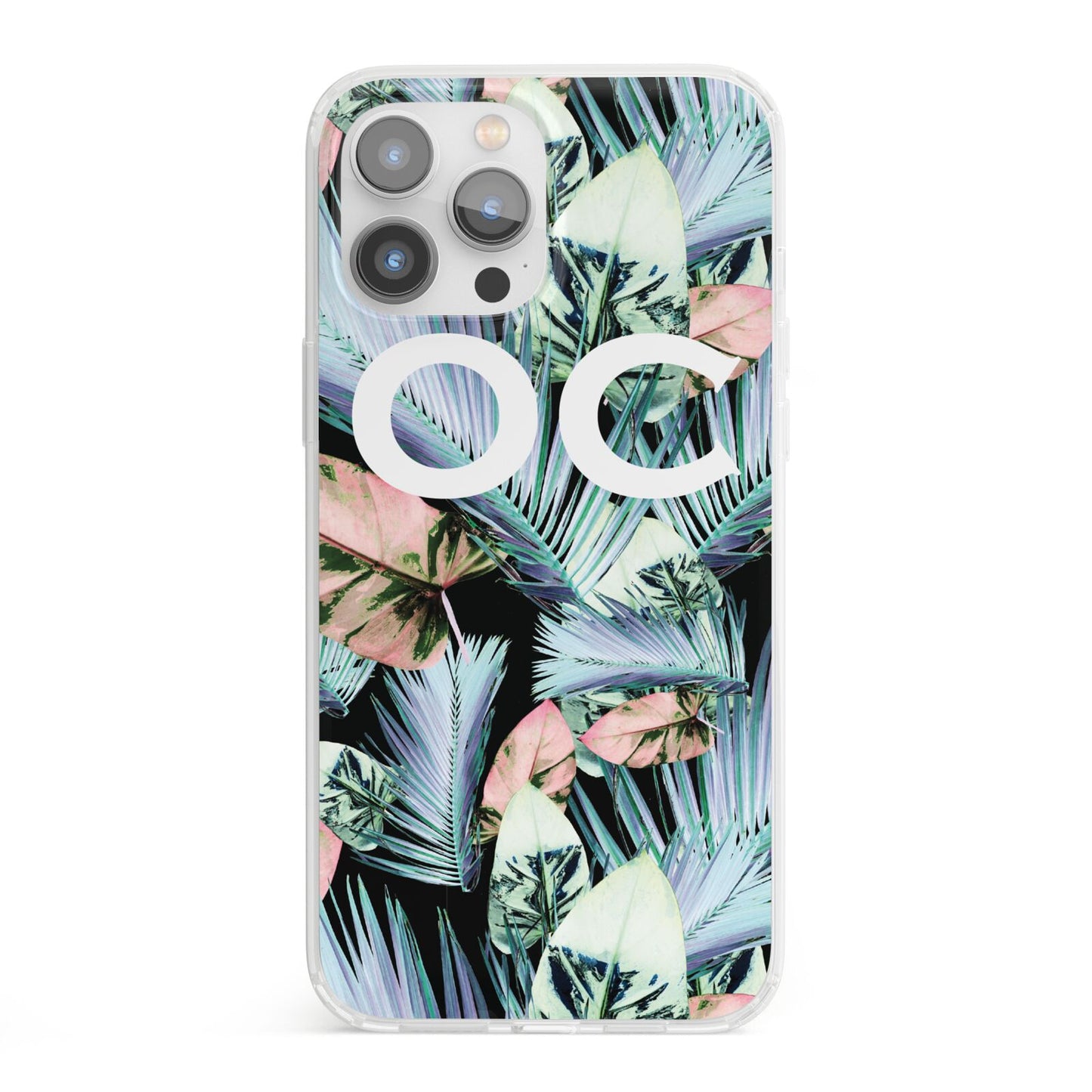 Personalised Abstract Tropical Leaves iPhone 13 Pro Max Clear Bumper Case