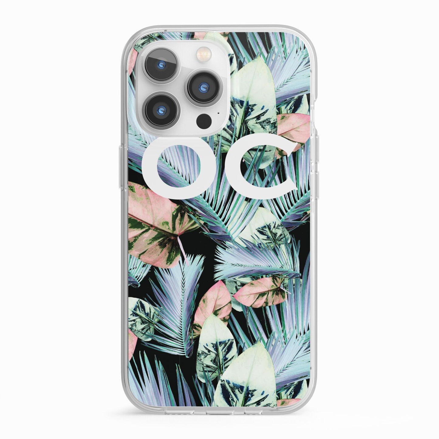 Personalised Abstract Tropical Leaves iPhone 13 Pro TPU Impact Case with White Edges