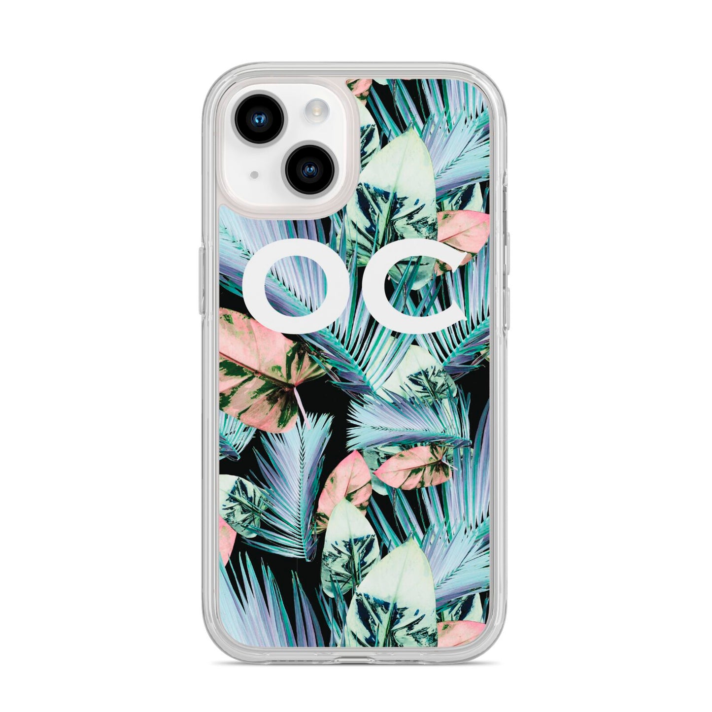 Personalised Abstract Tropical Leaves iPhone 14 Clear Tough Case Starlight