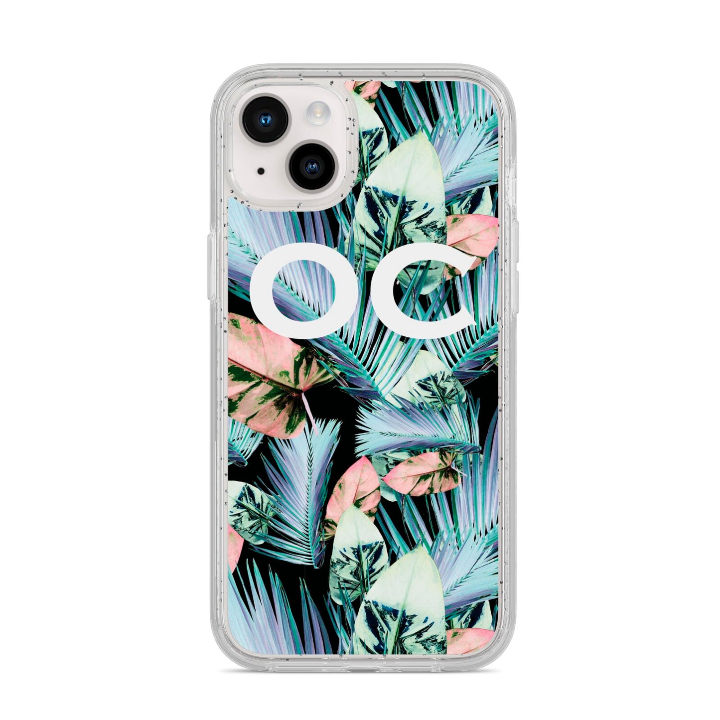 Personalised Abstract Tropical Leaves iPhone 14 Plus Glitter Tough Case Starlight